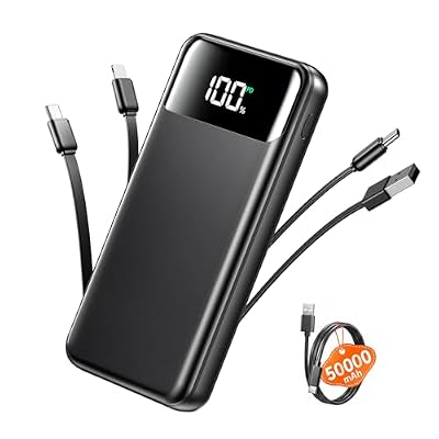 OHOVIV 50000mAh Power Bank, PD22.5W Portable Charger with 4 Built-in Cables