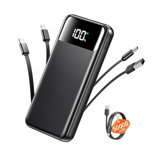 Portable Charger, 50000mAh Power Bank with Built in Cables, 22.5W Fast Charging Battery Pack, Portable Phone Charger for Travel Camping Essential,PowerBank Compatible with iPhone 17/16/15/14, Samsung