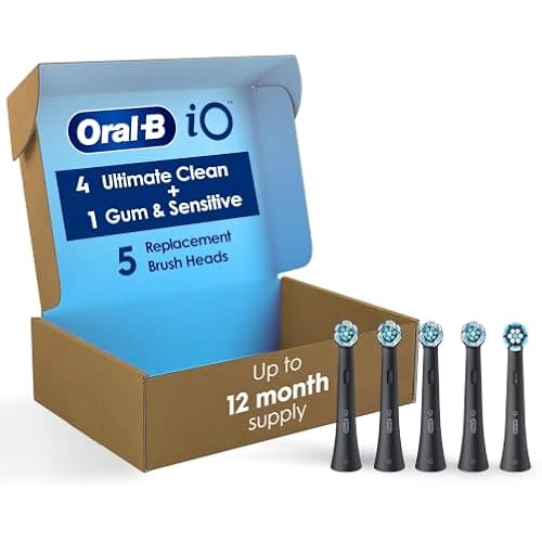 Oral-B iO Ultimate Clean Replacement Brush Heads, 5 Count, 4 Ultimate Clean + 1 Gum & Sensitive Black