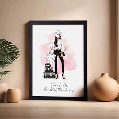 Image of Poster Master Don't Be Like The Rest of Them Darling Poster - Fashion Print - Positive Quote Art - Trendy Art - Gift for Women & Fashionista - Decor for Bedroom or Girls Room, 16x20 Black Framed