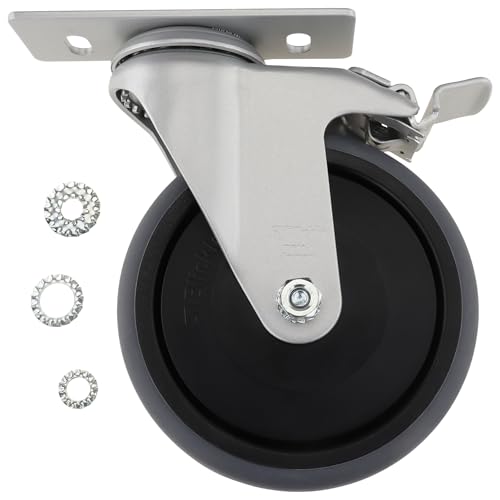 Roulette pivotante D125 robuste en métal et plastique noir type I/B de haute précision mécanique