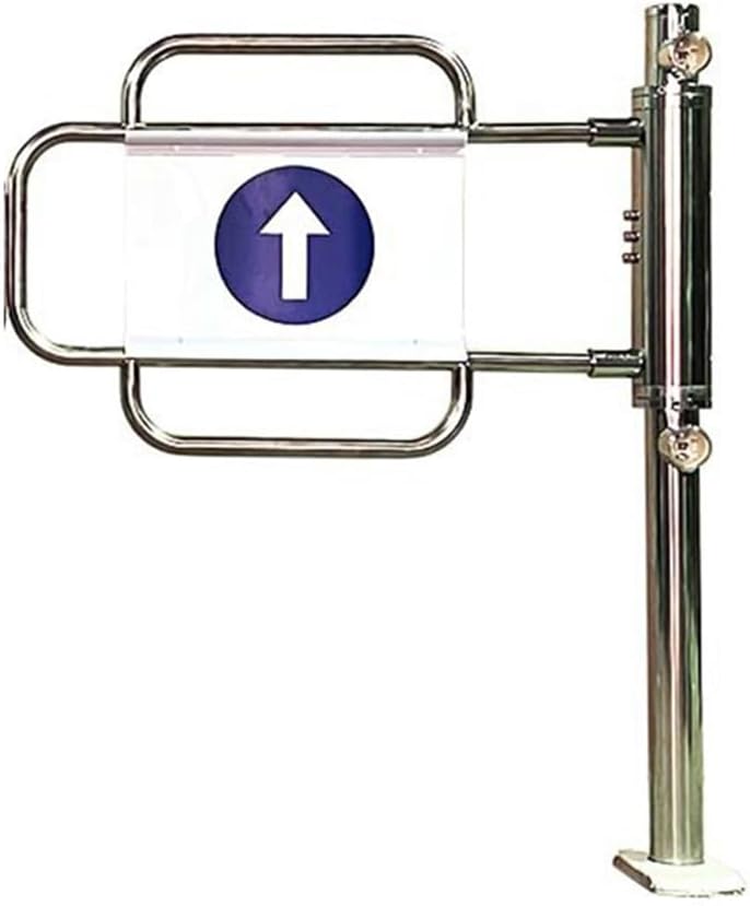 Metal Safety Gate for Entrance Porch, Supermarket Swing Gate, Automatic Closing Warehouse Door, Unidirectional Fence Barrier for Stores and Bars (Silver-R, 80x100cm)