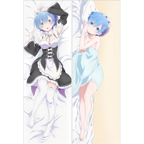 MISAKI1987 Re:Zero Rem Anime Girl Dakimakura Hugging Body Pillow Case Cover 150cm X 50cm (Peach Skin)