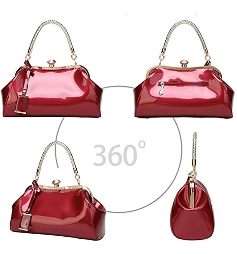Bolso Tote de charol brillante con asa superior para mujer miniatura 4