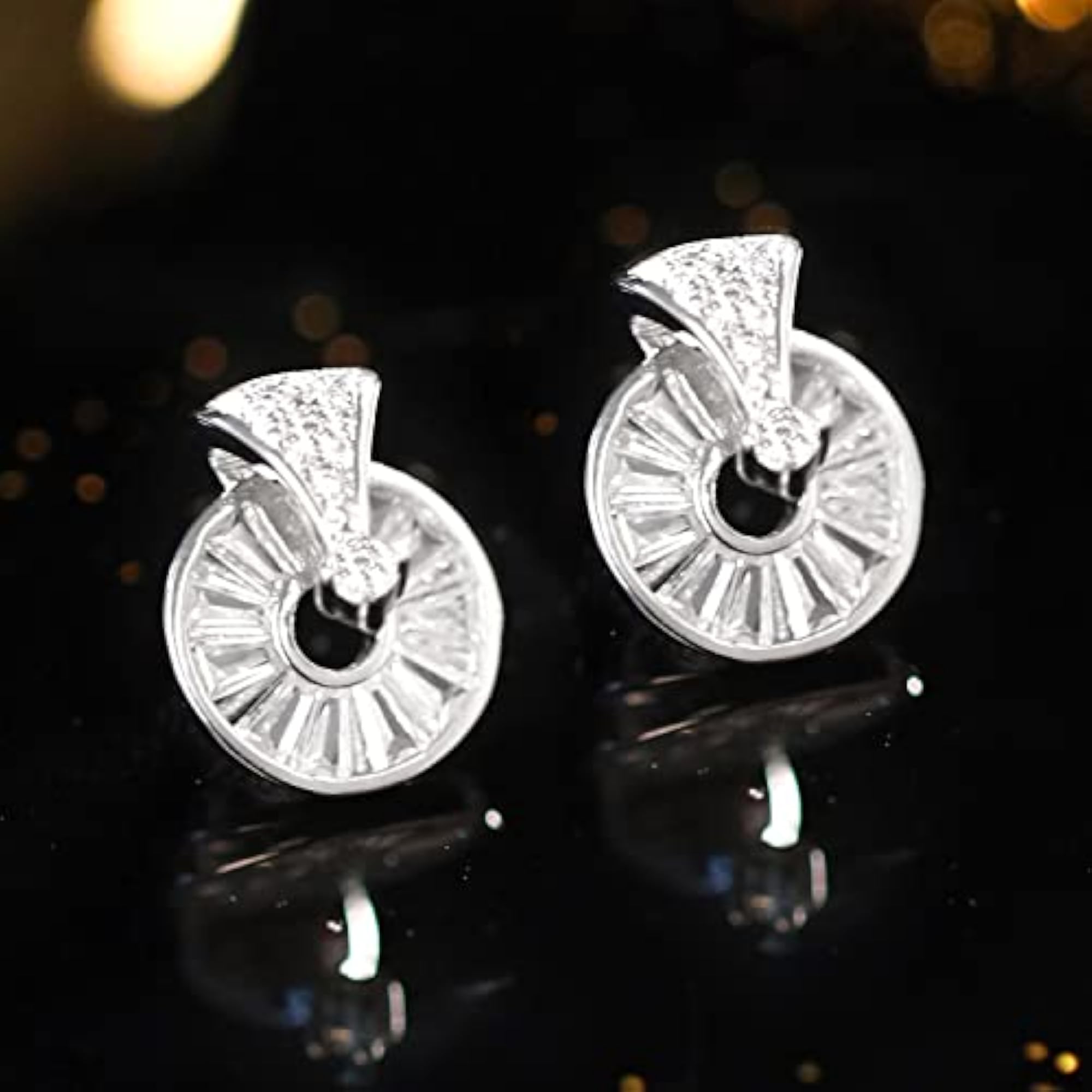 Crystal Studs Tone Circle Stud Earrings for Girls Women