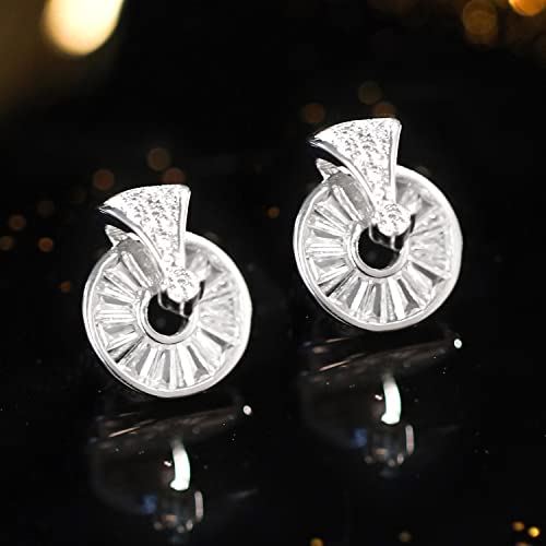 Crystal Studs Tone Circle Stud Earrings for Girls Women