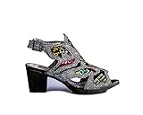  TMA 1109 Modische Damen Sandaletten Echt Leder Sommer schwarz alle Gr. 36-42 EUR 40