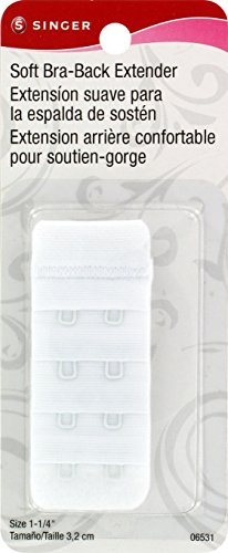 SINGER Dyno Merchandise Soft Back Bra Extender with 2 Hooks, 1-1/4-Inch, White