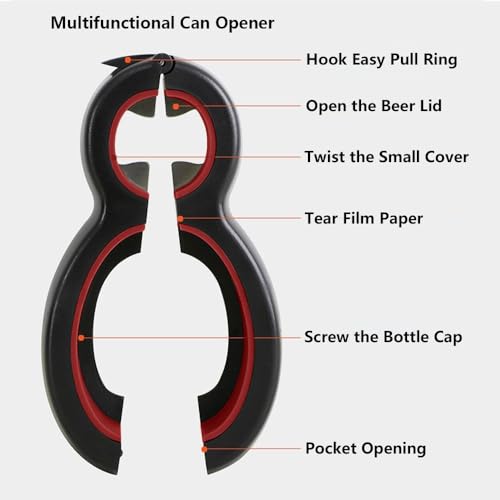 Multifunctional Jar Opener for Weak Hands, Adjustable Manual Jar & Bottle Opener with Easy Pull Ring, Tear Film, Easy Grip, Effortless Can Opener Any Size Jar Lid Opener for Seniors with Arthritis