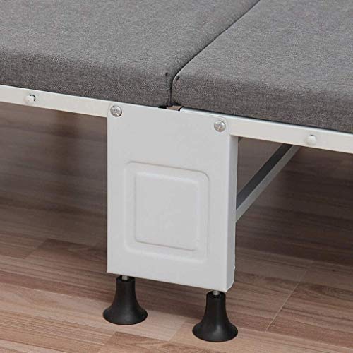 Lit simple pliable de bureau gris en lin épais et toile de jute robuste - 7