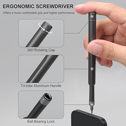 SHARDEN Precision Screwdriver Set, Magnetic Small Screwdriver Set with Torx, Pentalobe, Tri-wing, Mini Repair Tool Kit for Electronic, Computer, Laptop, PC, Watch, PS5, Eyeglass (49 in 1 Black) by Sharden - Image 4