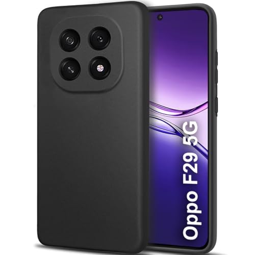 Image of TheGiftKart Sleek Back Cover Case for Oppo F29 5G | Slim Fit Protective Design | Ultra Matte Finish | Camera Protection Bump | Soft Silicon Back Cover Case for Oppo F29 5G (Silicone, Black)
