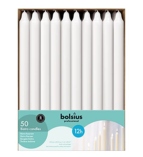 BOLSIUS White Candlesticks Bulk Pack 50 Count - Unscented Dripless 11.5 Inch Household & Dinner Candle Set - 12+ Burn Hours - Premium European Quality - Consistent Smokeless Flame - 100% Cotton Wick by BOLSIUS - Image 8