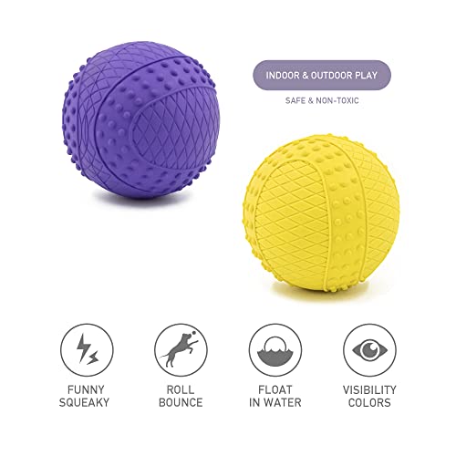 Yoxozo Tennis Ball For Dog, Rubber Floating Squeaky Balls, Interactive Fetching Toy For Small And Medium Pets, 2.5 Inch, Pack Of 2 #TOP1
