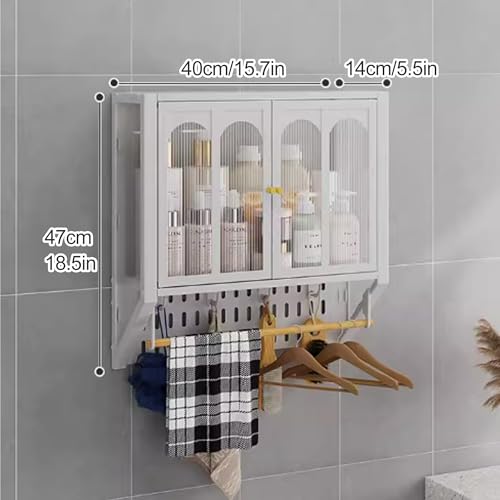 Mcine Wandschrank aus Metall für Badezimmer, platzsparend, mit verstellbaren Regalen, Handtuchstange und WC-Design, ideal für kleine Menschen