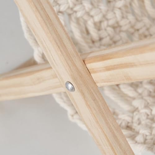 Revistero plegable tejido a mano, de cuerda de algodón de madera, organizador bohemio para periódicos, libros, tabletas, pequeños elementos esenciales - imagen 2