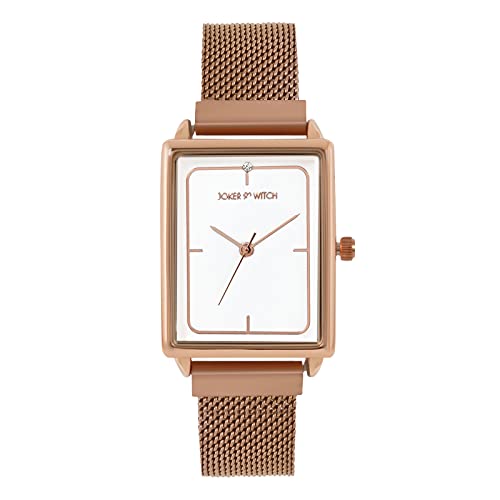 Joker & Witch Stainless Steel Quad White Rectangle Dial Rosegold ...