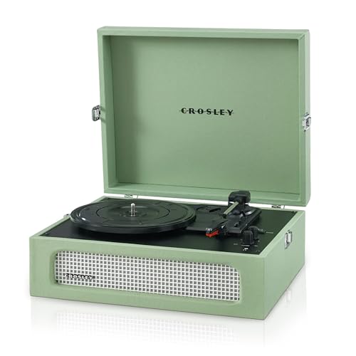 Crosley Voyager Portable Turntable - Bluetooth Record Player 3-Speed Suitcase Vinyl Player Home Turntables for Vinyl Records Built in Stereo Speakers & Bluetooth Receiver AUX Input Sage