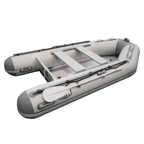 BEYOND MARINA 10.8ft Inflatable Dinghy - 5 Person Inflatable Boat for Adults 15 HP Heavy Duty Fishing Boat, Aluminum Floor, Aluminum Oars, USCG Approved