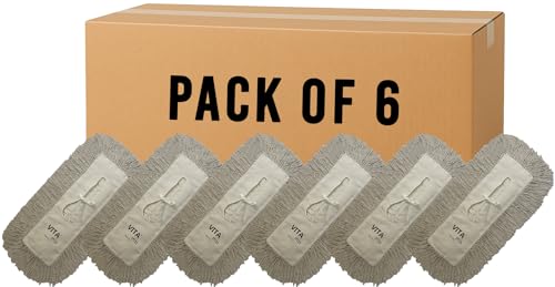 Heavy-Duty Industrial Closed-Loop Dust Mops - 6 Pack (18 inch) White