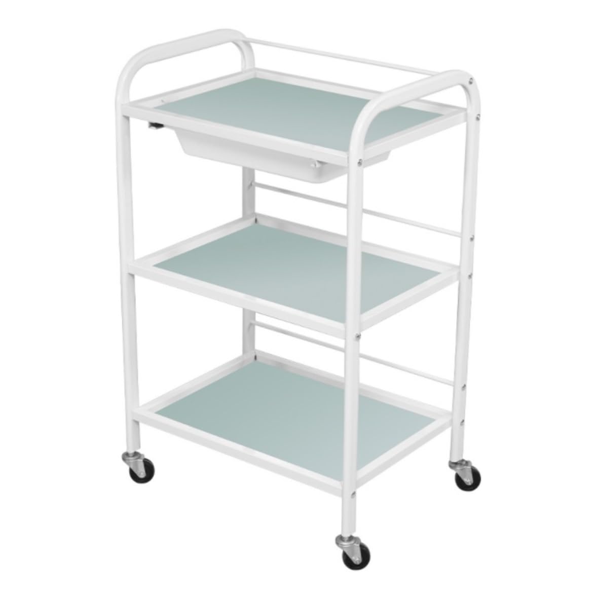 Beauty 3 Tier Beauty Trolley Metal And Glass Salon Movable Trolleys Rolling Cart With Wheel Trolley(B)