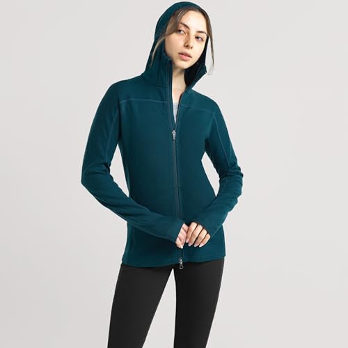 IBEX Merino Wool Women's Shak Hoodoo Hoodie | Full-Zip Mid Layer Jacket with Scuba Hood, Thumbholes & Pockets2