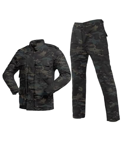 YUSHOW Conjunto de Ropa Militar para Hombre, Traje de Camuflaje para Airsoft, Caza, Escalada, Uniforme Táctico BDU con Chaqueta de Mangas Largas y Pantalón Militar para Paintball, M