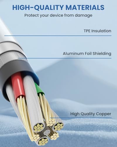 Image of Verilux PD 27W Type C to Lighting Cable for iPhone 14 /13 /12 Series, 2M /6.6Ft Lighting Cable with 480Mbps High Speed Data Transfer, Support for iPhone 14 /13 /12 /11 Pro Max /X /XS /XR /8 /7 /6s /Plus /SE, iPad