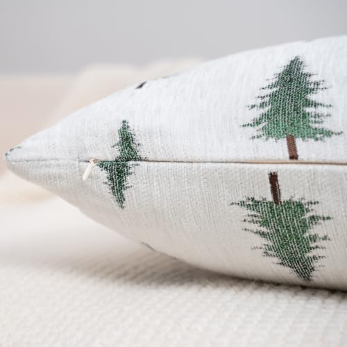 Image of 2 Pack Christmas Pillow Covers 18x18, Chenille Double-Sided Snowflake & Christmas Tree Decorative Throw Pillow Cases, Soft Farmhouse Holiday Cushion Covers for Sofa Couch Bed(White,18x18)