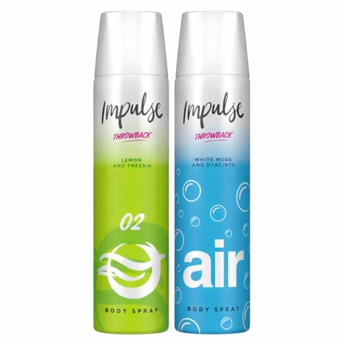 Impulse Throwback Body Spray Twin Pack, Lemon and Freesia and White Moss Hyacinth, 2 Pack