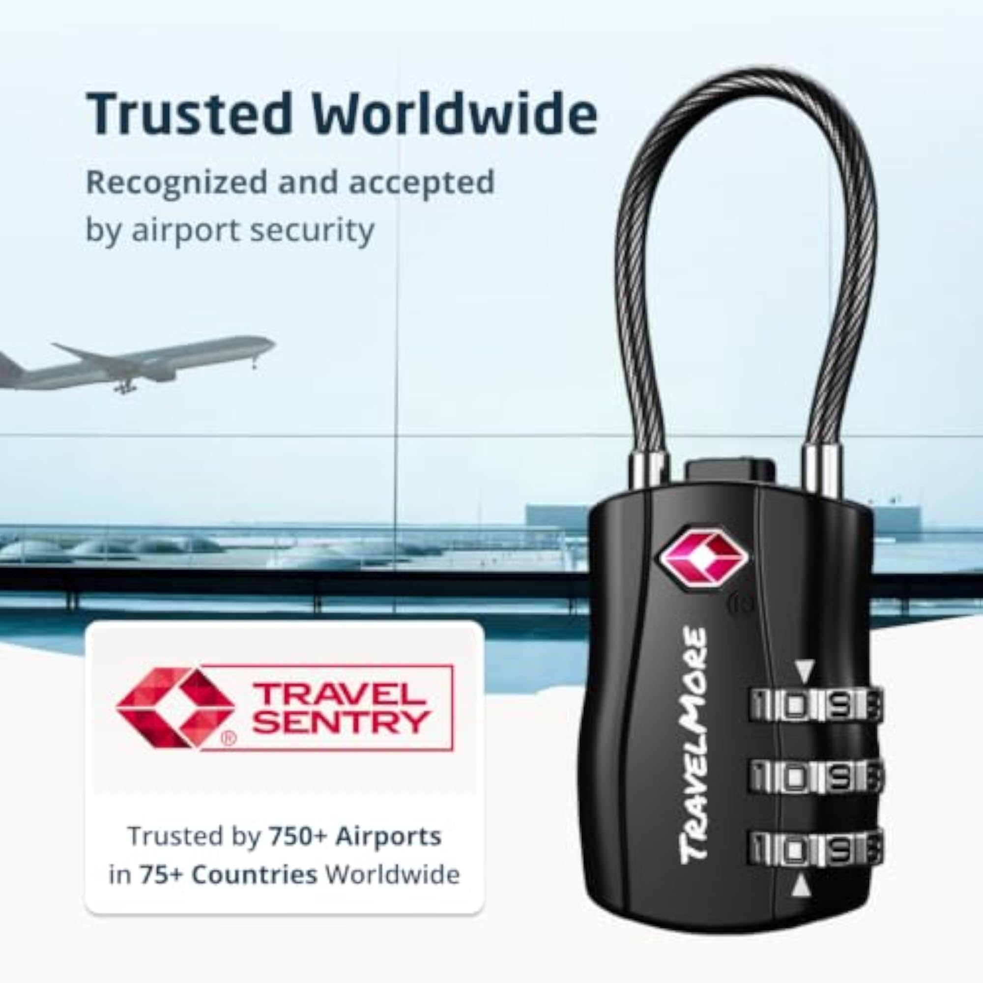 2 Pack TSA Approved Travel Combination Cable Locks