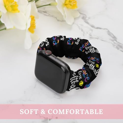 Peace Love Softball Watch Band Compatible with Apple Watch Series 6 5 4 3 2 1 Elastic Replacement Wristband - Image 4