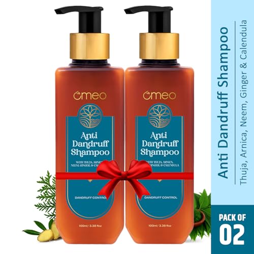 Image of Omeo Anti Dandruff Shampoo 100ml(Pack of 2) | With Neem, Ginger Arnica, Calendula & Thuja | Dandruff Control, Reduces Itchy Scalp, Flakes & Scalp Fungus | Homeopathic Formula | For Men & Women