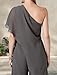 One Shoulder Mother of The Bride Pant Suits Jumpsuit Dressy Chiffon Ruffles Wedding Guest Formal Party Outfits Dusty Sage Size 2