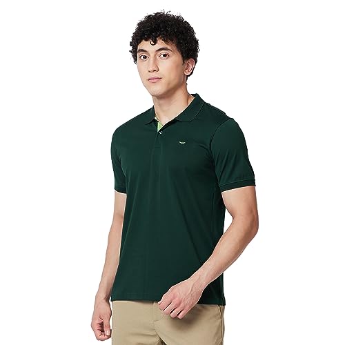 Image of Park Avenue Slim Fit Pure Cotton Print Pattern Polo Neck Casual T-Shirt