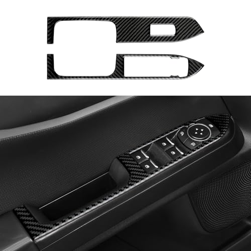 Image of Car Carbon Fiber Front Window Lift Switch Cover Trim for Ford Bronco Sport 2021 2022 2023 2024 Interior Accessories