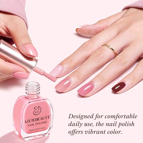 Image of AZUREBEAUTY Pink Nail Polish Set, 4 Pink Shades Nail Color Kit Glossy Nail Polish for Natural Nails, DIY Manicure Salon Home Gift for Women