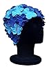 CHEX Anzio Thermal Rubber Floral Ladies Classic Retro 3D Flower Petal 2 Colour Stylish Vintage Swimming Hat Swim Cap Generous One Size Adults (Navy Blue/Light Blue) #2