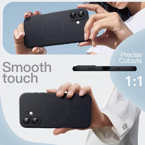 Image of JETech Magnetic Silicone Case for iPhone 17, Black | Compatible with MagSafe, Silky Soft Touch, Full Camera Lens Protection, Shock Absorbing Phone Cover