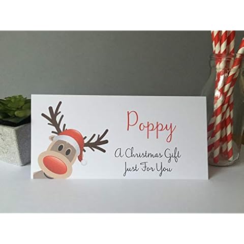 Personalised Christmas Card Money Gift Wallet Vouchers Cash Reindeer Cover