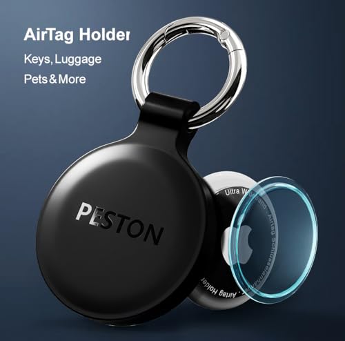 PESTON Hülle für Apple AirTag Schlüsselanhänger - IP67 wasserdichte Hülle mit 360° stoßfestem Rundumpanzer - Airtag Anhänger für Schlüssel, Koffer, Hundehalsband & Kinder