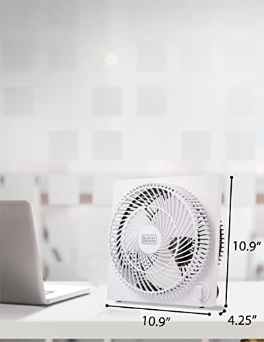 Image of BLACK+DECKER BFB09W Quiet Frameless Mini Tabletop Box Fan, White, 9 in