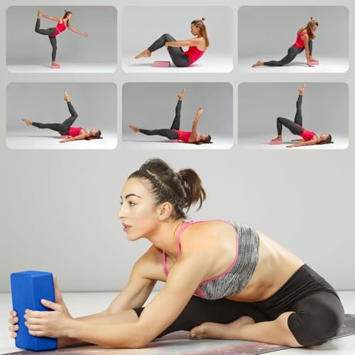 Image of Yoga Blocks 2 Pack, 9x6x3in Pilates Block, Non-Slip Foam Brick for Exercise