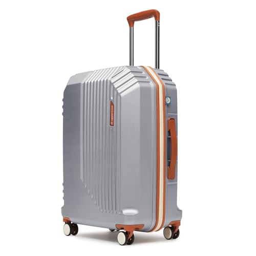 Image of uppercase Vector(Medium) 65cm, Check-in Sustainable Trolley Bag, Hardsided Anti-Scratch 8 Wheel Double Spinner Luggage, TSA Lock & Anti-Theft Zippers, Suitcase for Unisex, 2000 Days Warranty(Silver)