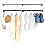 iflove Industrial Pipe Clothing Rack, 70 Inch Wall Mounted Clothes Rack, Wall Racks Hangers Laundry