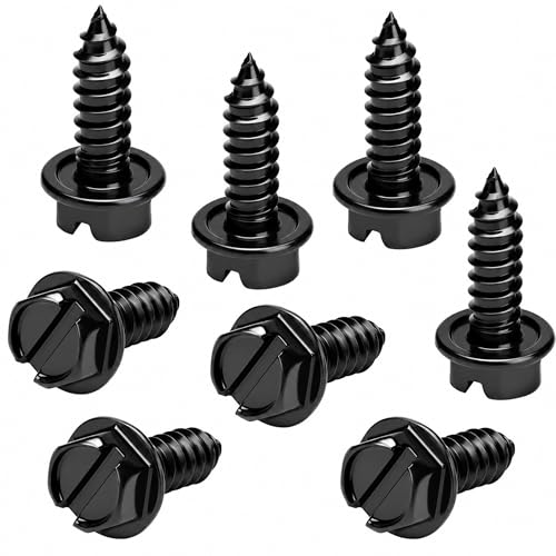 OttoSpeed Rustproof License Plate Screws (8-Pack, Black-Slotted) | Premium Stainless Steel, For…