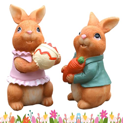 CIYIN 2 Pezzi Pasqua Statuetta Coniglietto Pasquale, Coniglietto di Pasqua Figurine, Coniglietto Pasquale Decorazioni di Pasquali, Decorazione di Coniglio in Resina Pasquale