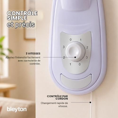 BLEYTON Ventilateur Mural Silencieux 40W Blanc Classic Wall | Ventilateur avec Cordon de Commande, Oscillation 90° et Inclinaison Verticale 30° | Idéal pour Maison, Bureau, Chambre, Classe et Commerce – vue 4