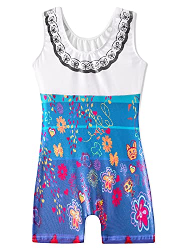 Hoziy Navy Toddler Leotards With Shorts For Girls Gymnastics White Aqua Blue Floral Cat Cartoon Tumbling Outfits Dance Clothing Clothes Kids Biketards 3T 4T Bodysuits White #TOP1