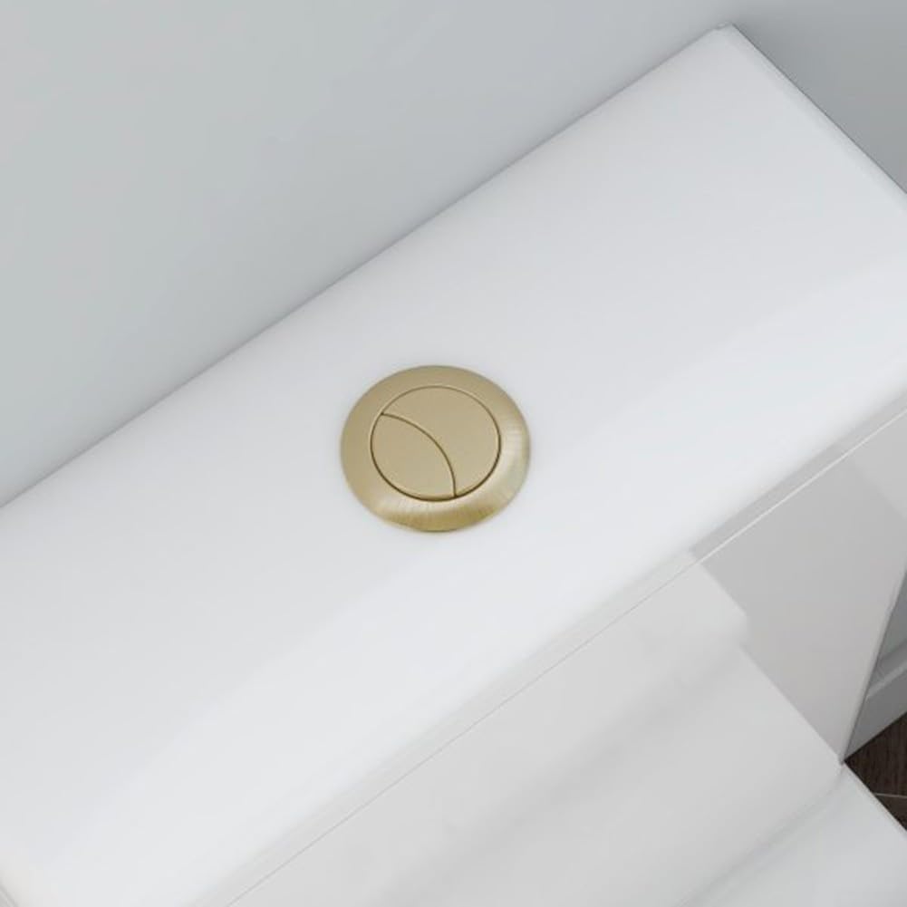 Przycisk spłukiwania oszczędzający wodę, Szczotkowany mosiądz Uniwersalny podwójny przycisk spłukiwania toalety Pasuje do otworu spłuczki 38 mm, mocne i higieniczne spłukiwanie